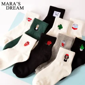 1pair=2pcs 35-40 Unisex Cotton Harajuku Socks for Women Men Ulzzang Calcetines Black White Japanese Socks