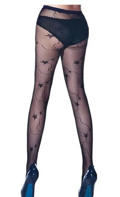 2017 Sexy Women Female Black Fishnet Net Pattern Tights Long Stockings Trouser Jacquard Sheer Hosiery Pantyhose Tights CYK027