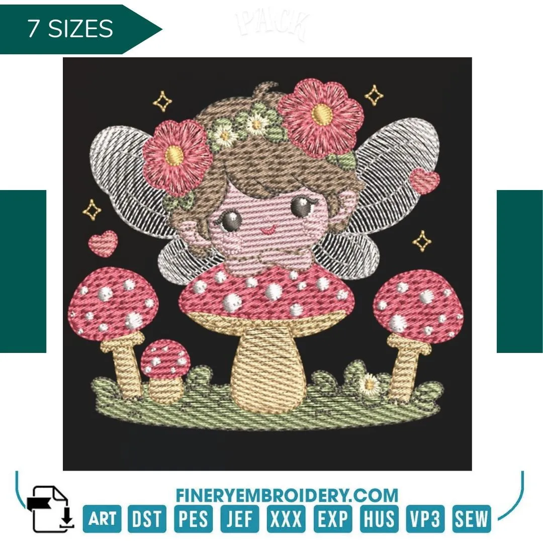 Adorable fairy with flowers  – 7 Sizes