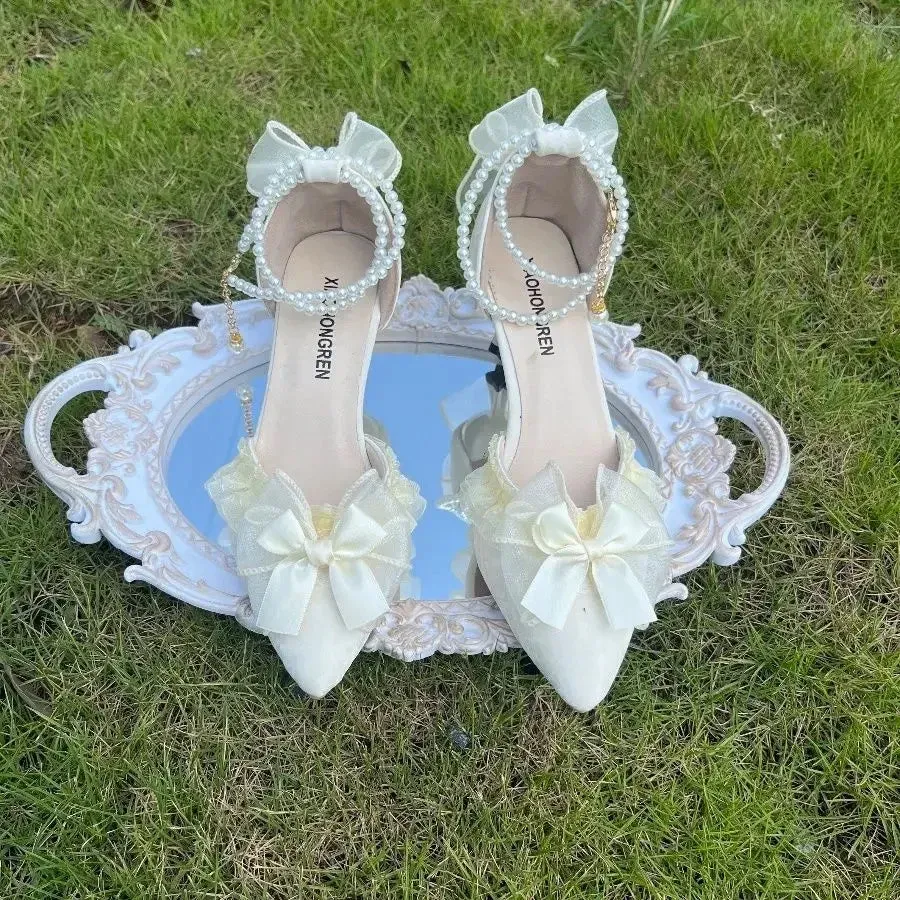 ADVBRIDGE Matching Shoes and Bags Sets for Women Mary Jane Lolita Shoes Elegant Woman Shoes with Low Heels  Party White Shoes and Bag