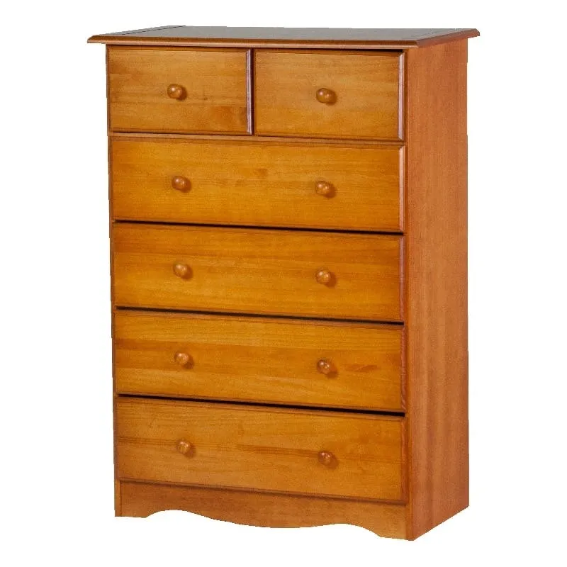 Amara Honey Tall 6 Drawer Kids Dresser