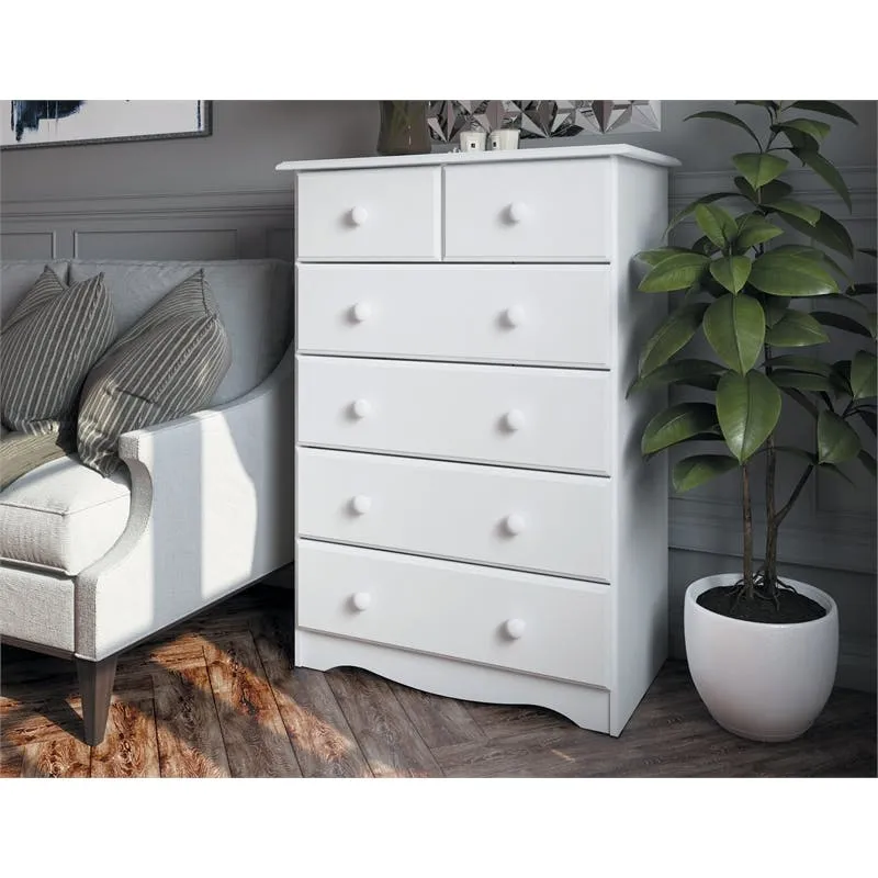 Amara White Tall 6 Drawer Kids Dresser