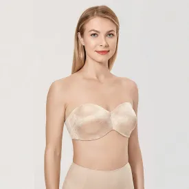 Anti-slip Strapless Underwire Non-Padded Beige Bra