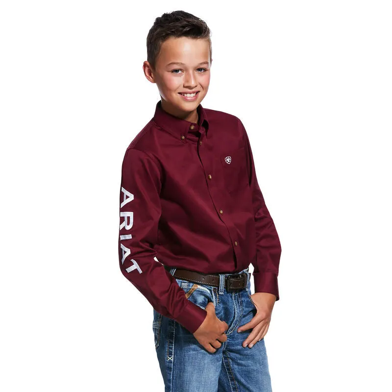 Burgundy Team Logo Twill Classic Fit Kids Shirt