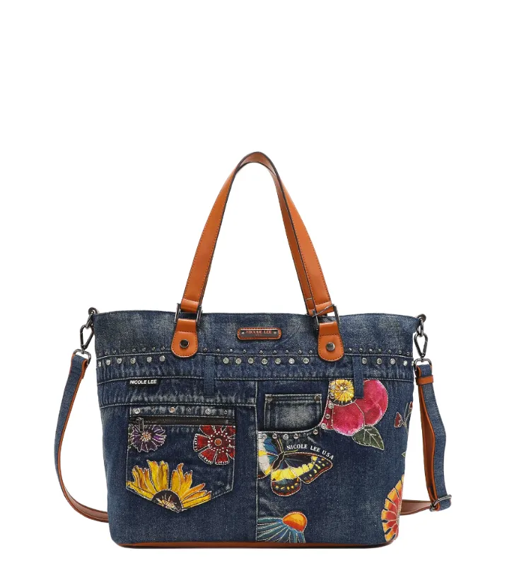 BUTTER-FLOWER DENIM TOTE