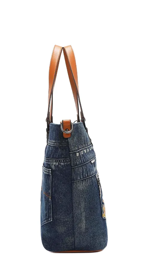 BUTTER-FLOWER DENIM TOTE