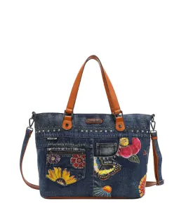 BUTTER-FLOWER DENIM TOTE