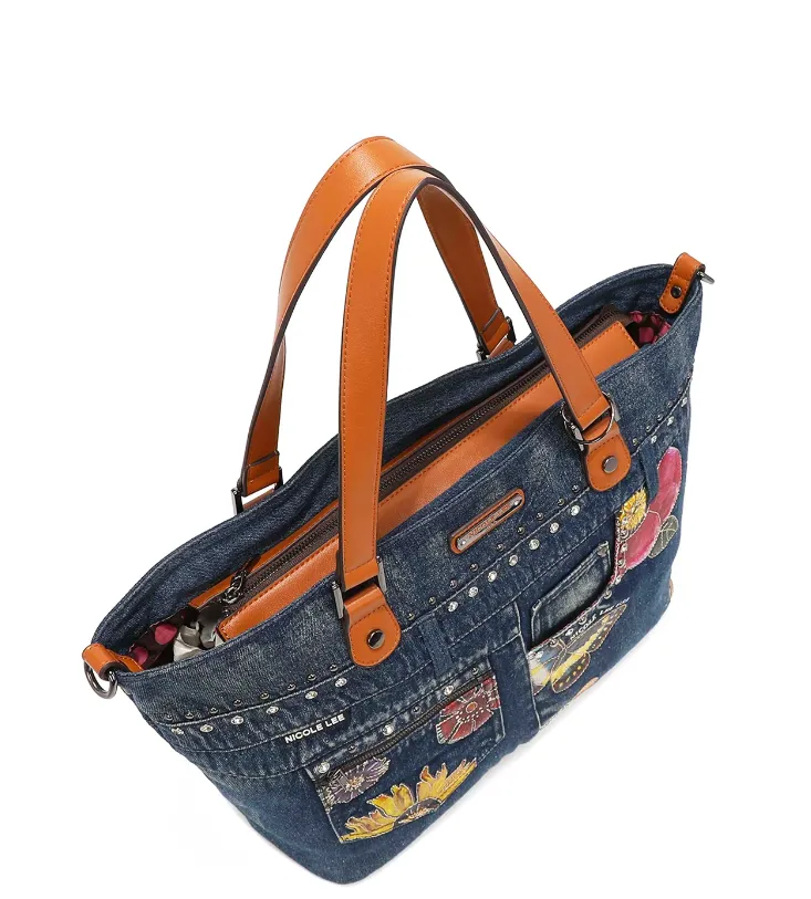 BUTTER-FLOWER DENIM TOTE