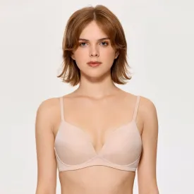 Charming Low-cut Wireless Padded Back Closure Nude Bra