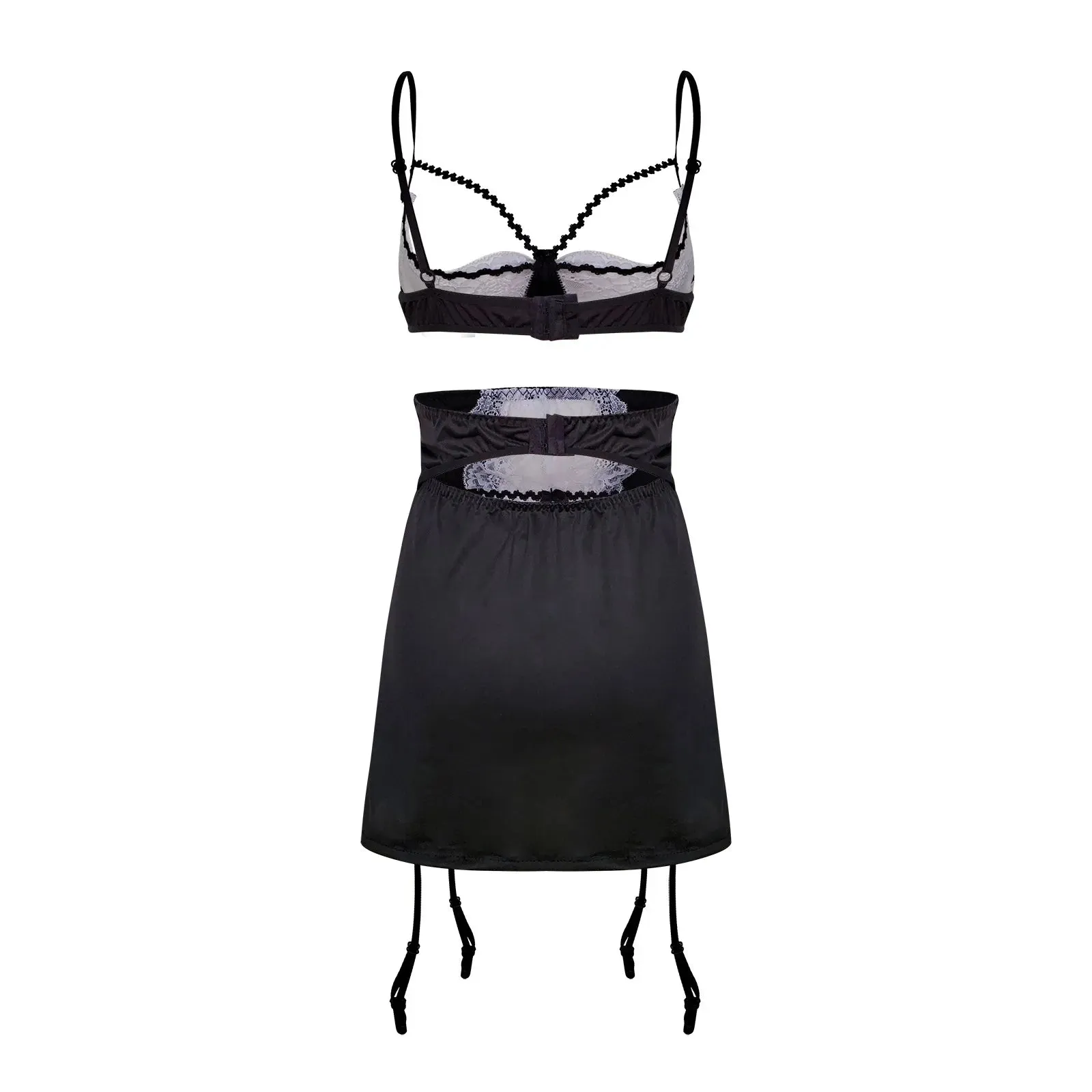 Chic Ice Silk Satin Suspender Nightdress with Lace Detail