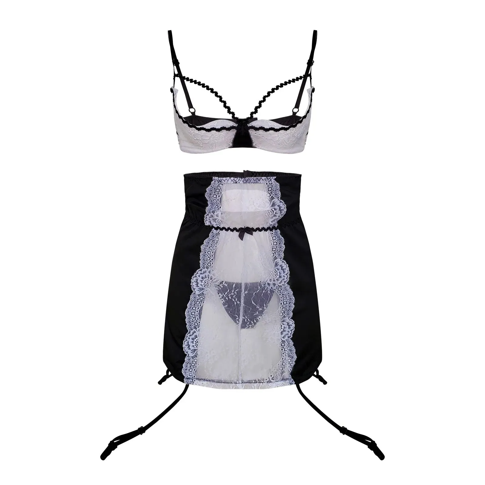 Chic Ice Silk Satin Suspender Nightdress with Lace Detail