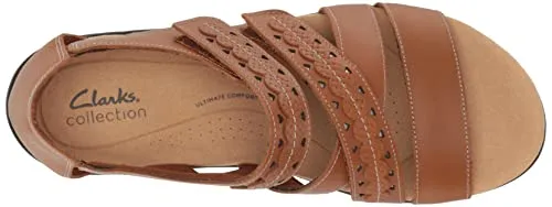 Clarks Laurieann Holly Flat Sandal Tan Leather 12 Narrow Pair of Shoes