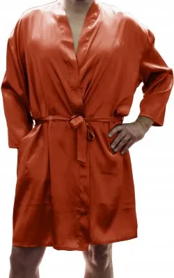 Classic Charmeuse Wrap Robe Sleepwear in Red - OS