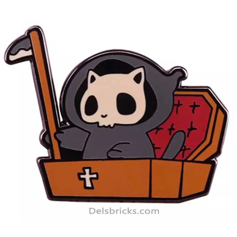 Cute Grim reaper Kitty Cat Enamel Pins Near Me