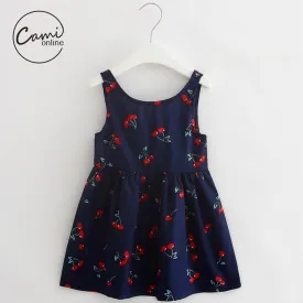 Cute Print Children Princess Dresses Baby Girls A-Line Lovely Sleeveless Summer Dress Kids Girls Cotton Bow Decor Clothes