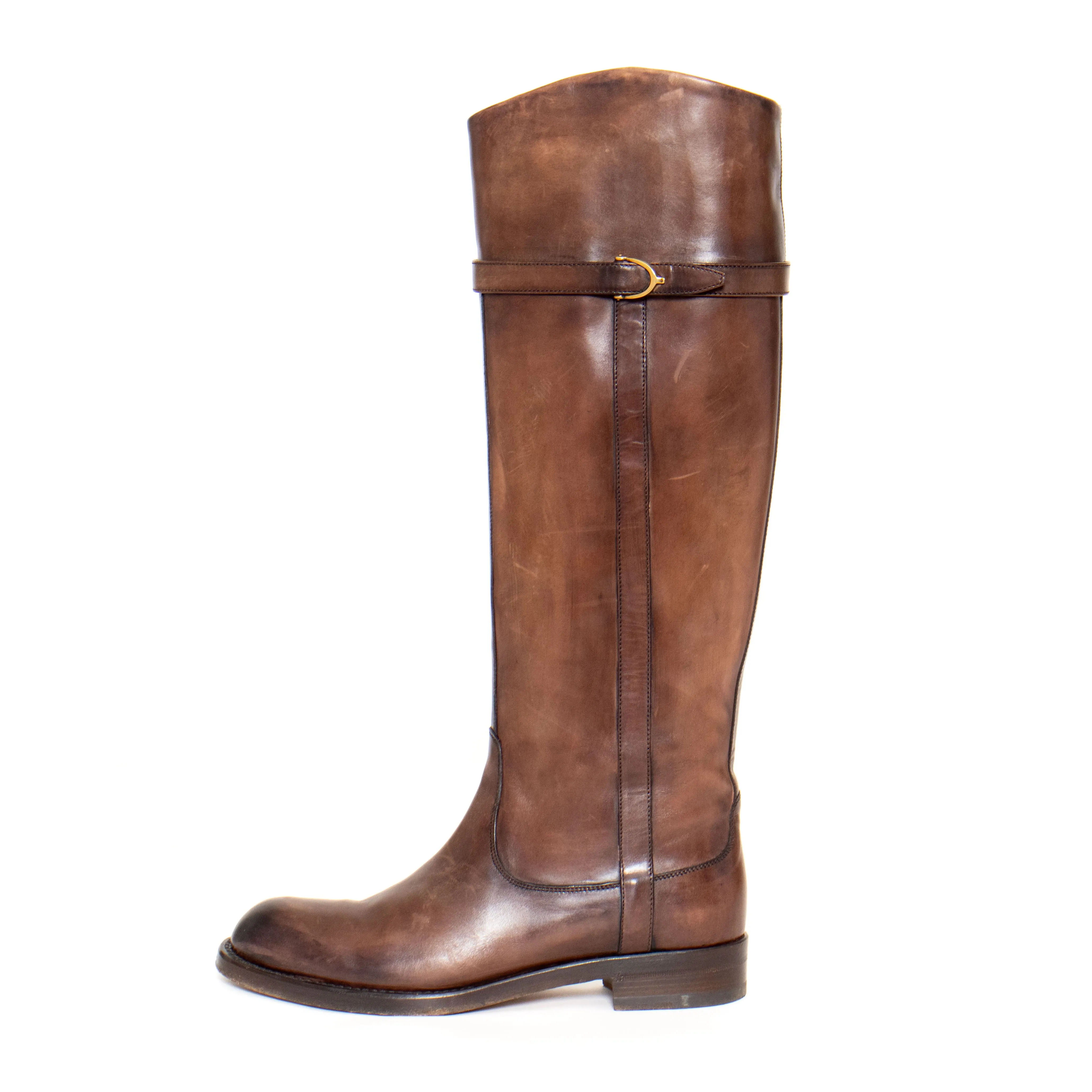 Dark Brown Leather Riding Boots 37