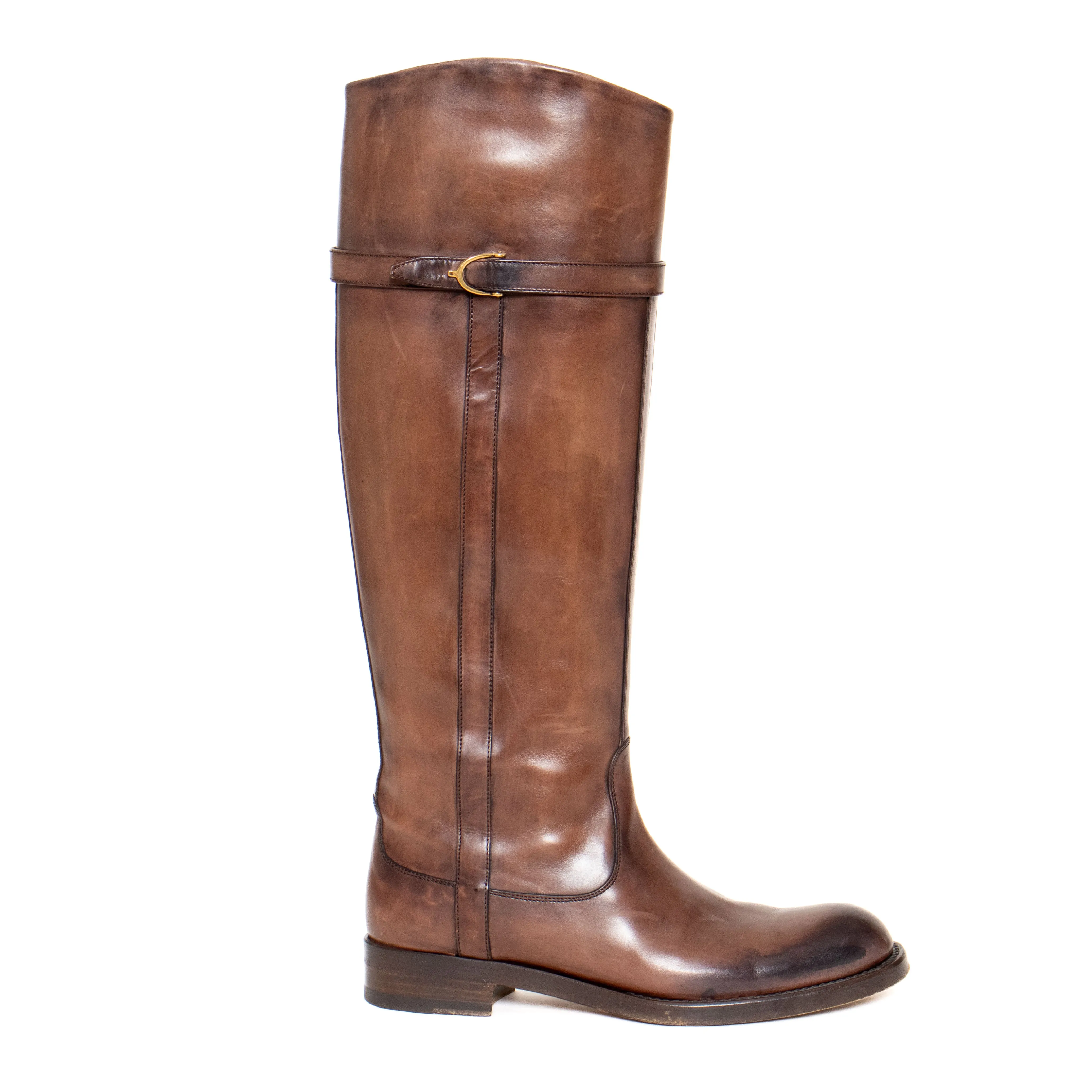 Dark Brown Leather Riding Boots 37