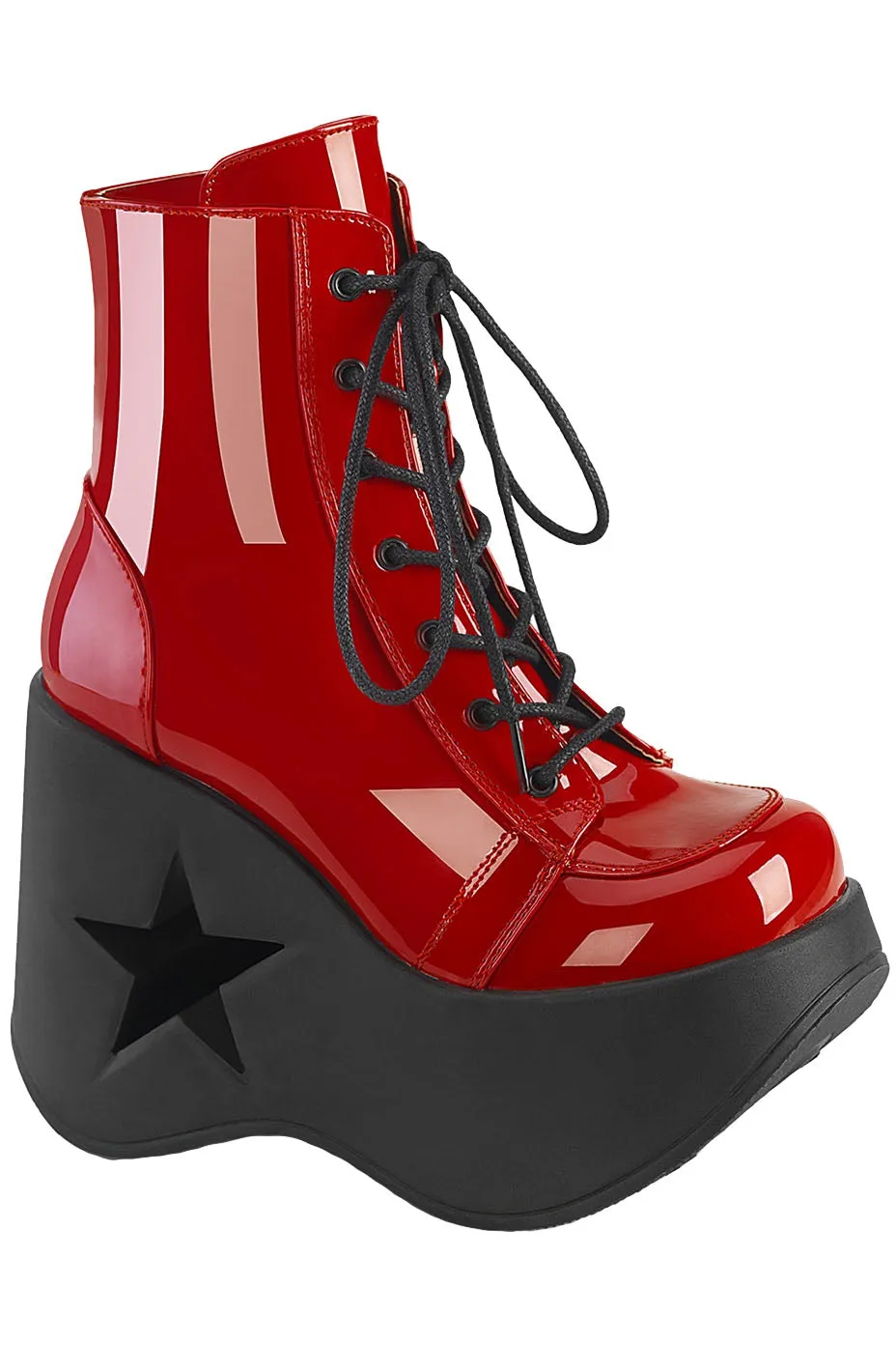 DemoniaCult Dynamite 106 Red Patent Boots