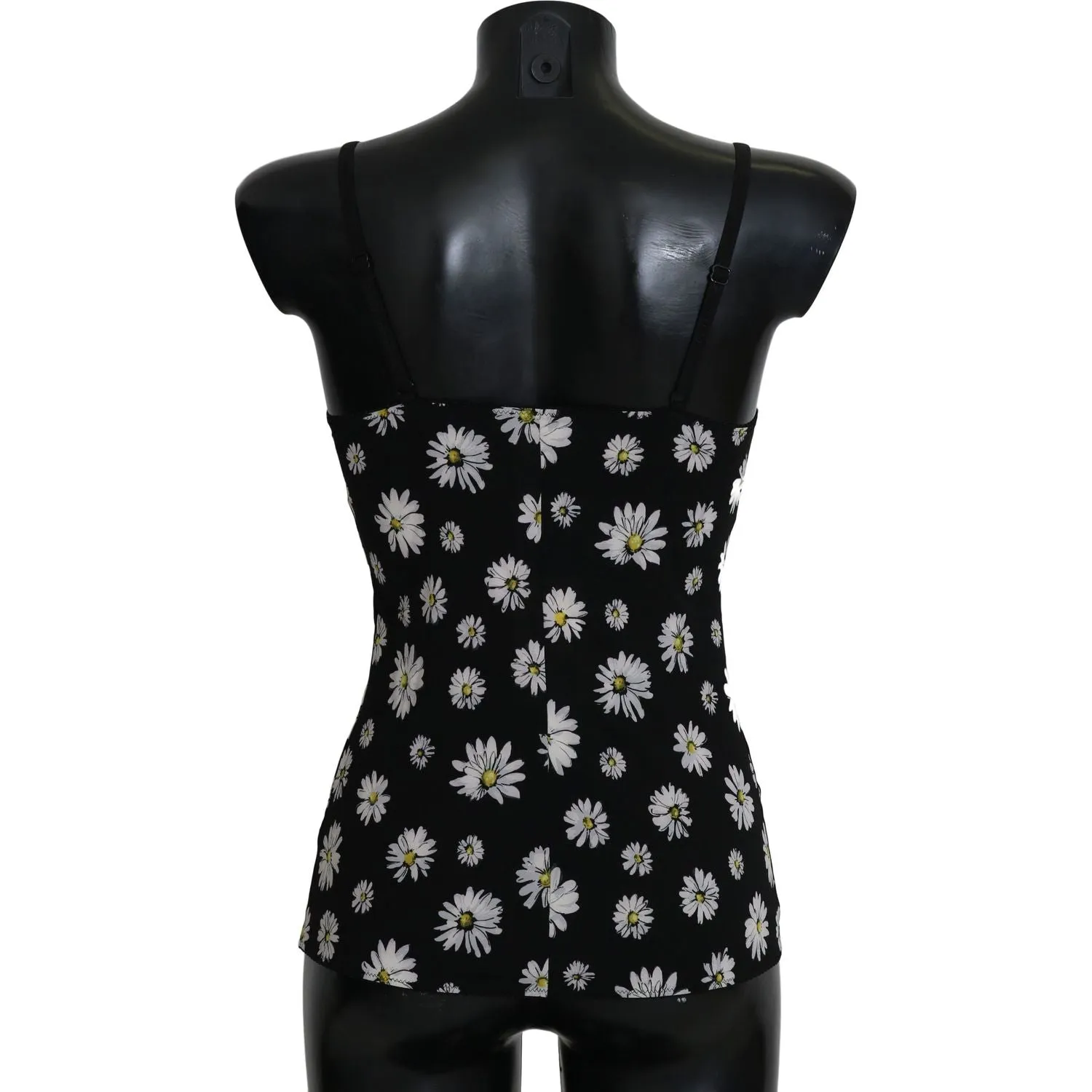 Dolce & Gabbana Elegant Black Daisy Floral Lace Chemise Dress