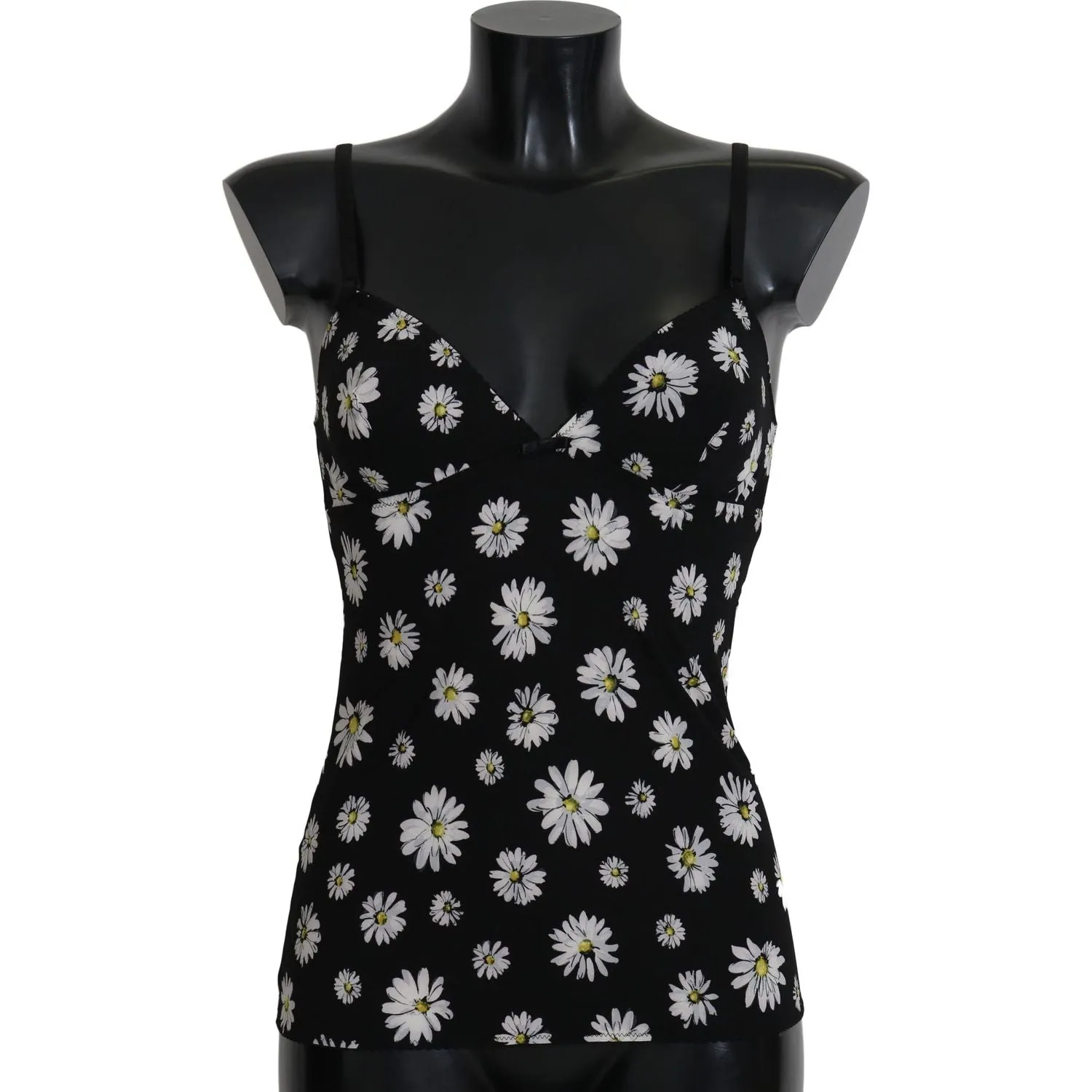 Dolce & Gabbana Elegant Black Daisy Floral Lace Chemise Dress