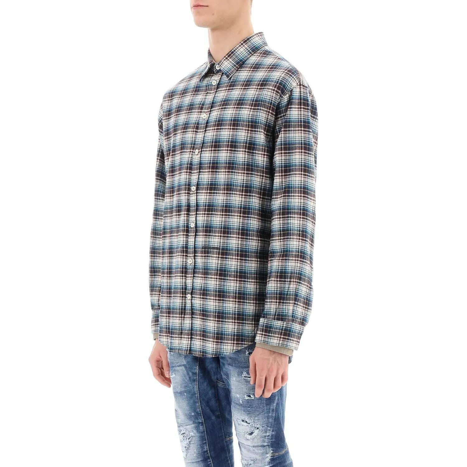 Dsquared2 check shirt with layered sleeves