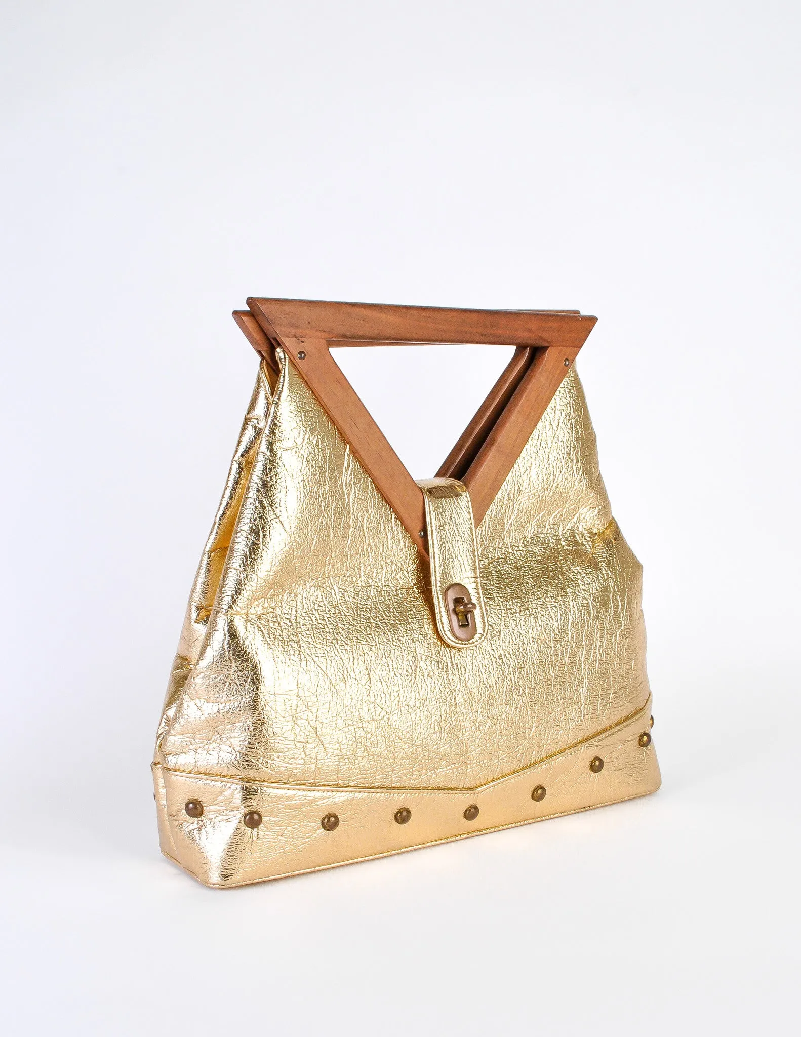 Excel Vintage Gold Lame Geometric Handbag