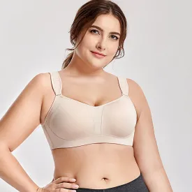 High Impact Front Adjustable Straps Underwire Plus Size Full Figure Nude Sports Bra