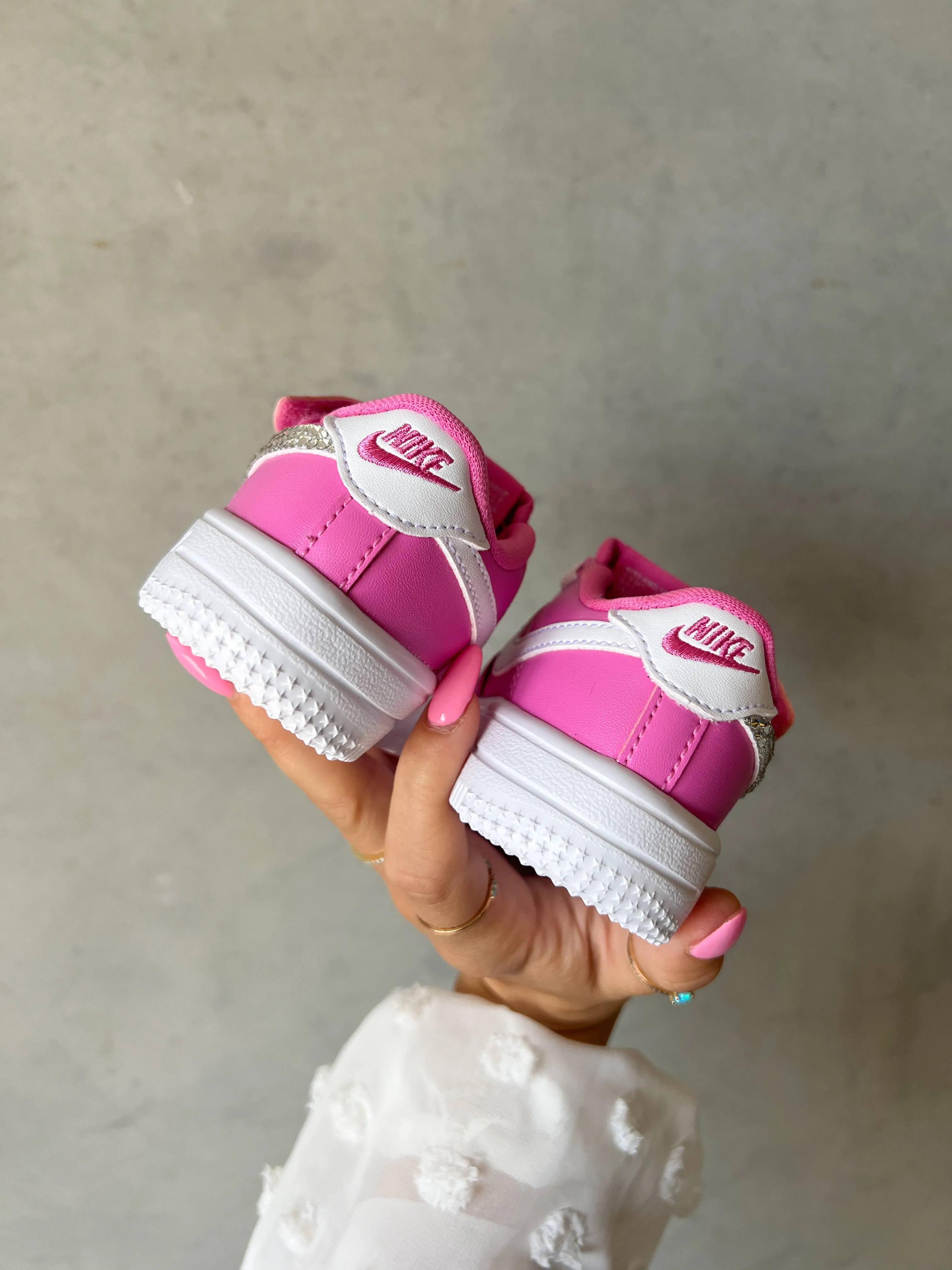 Hot Pink Baby Toddler Pre-School Swarovski Air Force 1