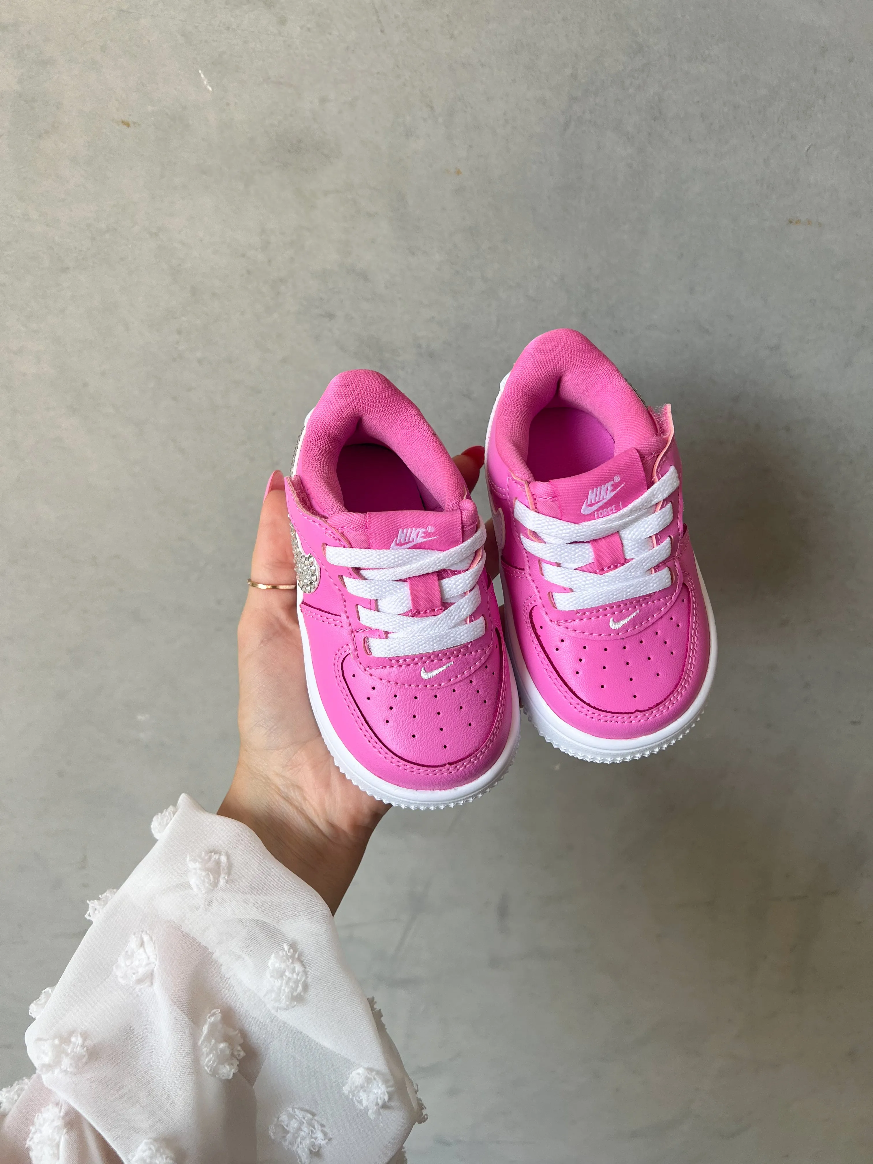 Hot Pink Baby Toddler Pre-School Swarovski Air Force 1