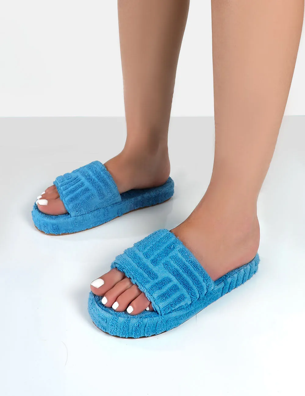 Juicy Blue Terry Towelling Slider Slippers