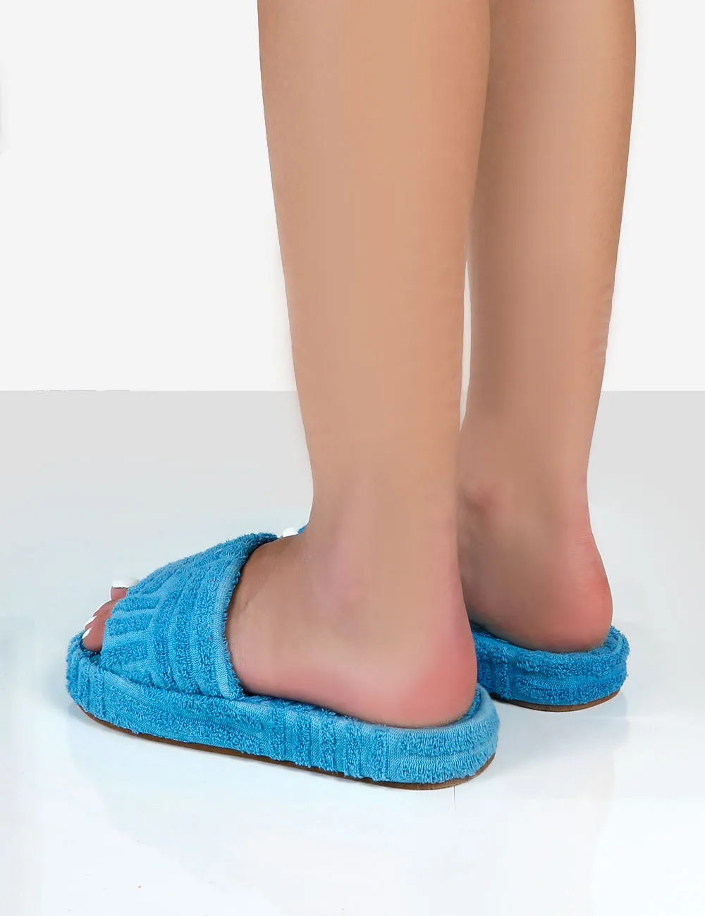 Juicy Blue Terry Towelling Slider Slippers