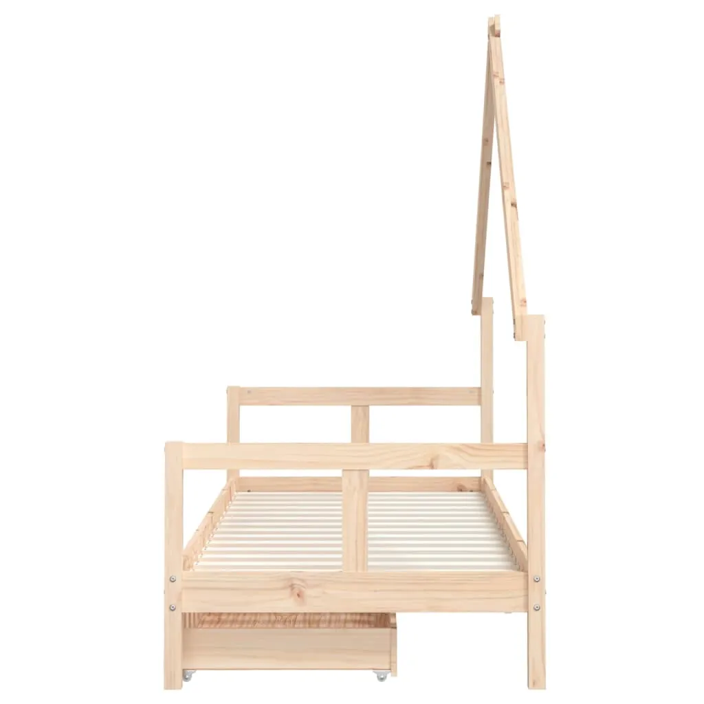 Kids Bed Frame with Drawers 80x200 cm Solid Wood Pine