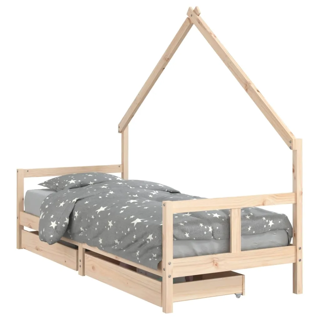 Kids Bed Frame with Drawers 80x200 cm Solid Wood Pine