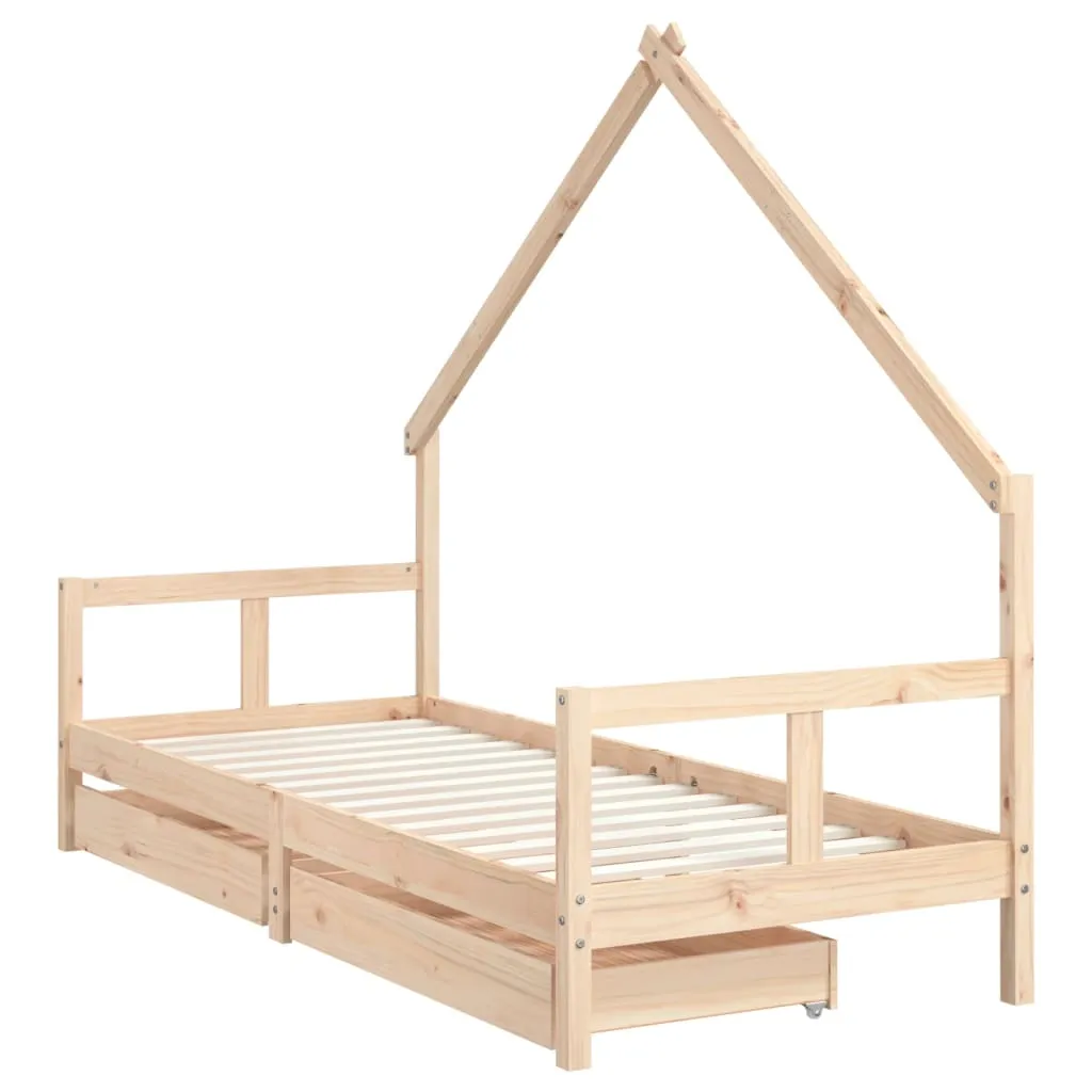 Kids Bed Frame with Drawers 80x200 cm Solid Wood Pine