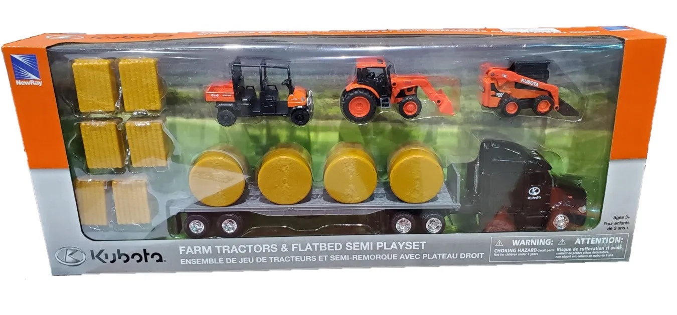 Kubota Farm Tractors & Flatbed Semi Playset