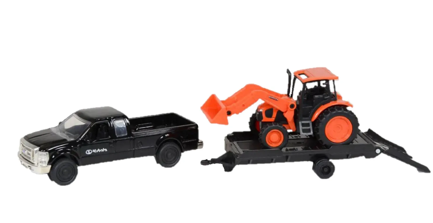 Kubota M5-111 Pull-Back Tractor with Chevy Pickup Truck and Trailer