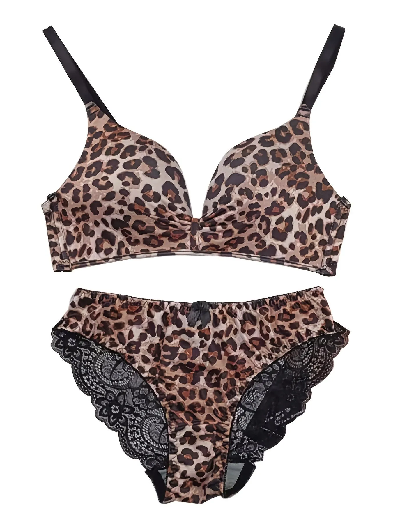 Leopard Print Push Up Thin Bra Set Push Up High Elastic Intimates Bra Comfort Bikini Panties