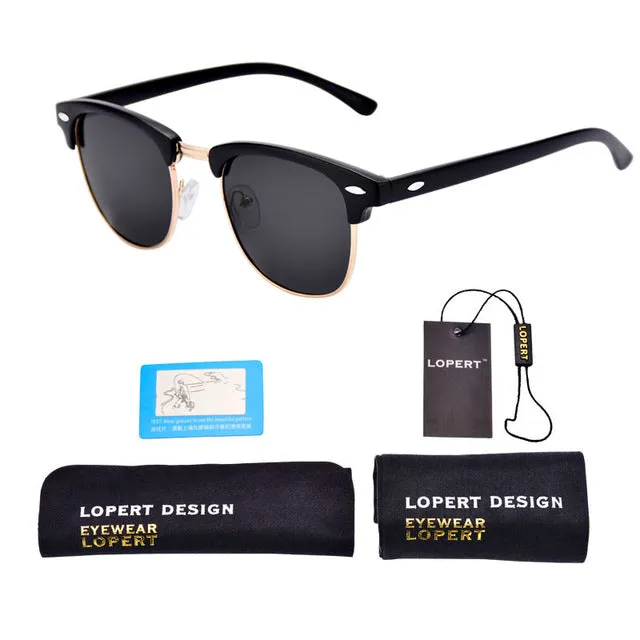 LOPERT Retro Rivet Polarized Sunglasses Men Women Sun Glasses Classic Brand Designer Unisex Glasses Fashion Male Eyewear De Sol