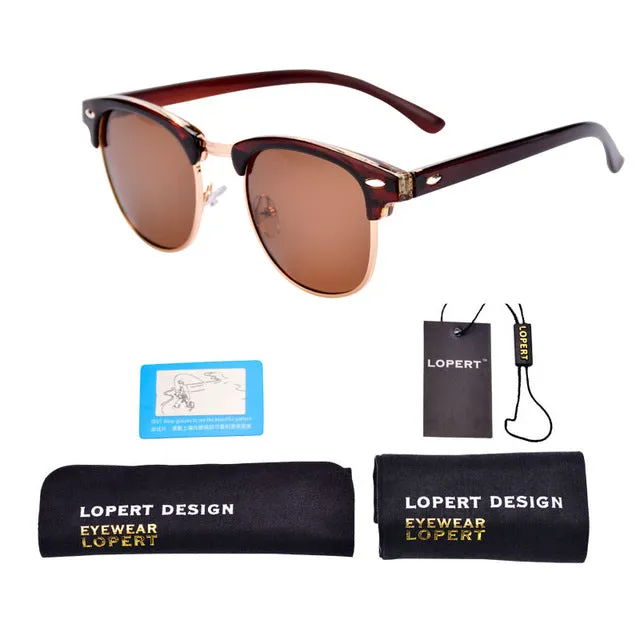 LOPERT Retro Rivet Polarized Sunglasses Men Women Sun Glasses Classic Brand Designer Unisex Glasses Fashion Male Eyewear De Sol