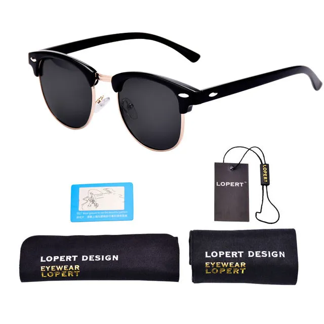 LOPERT Retro Rivet Polarized Sunglasses Men Women Sun Glasses Classic Brand Designer Unisex Glasses Fashion Male Eyewear De Sol