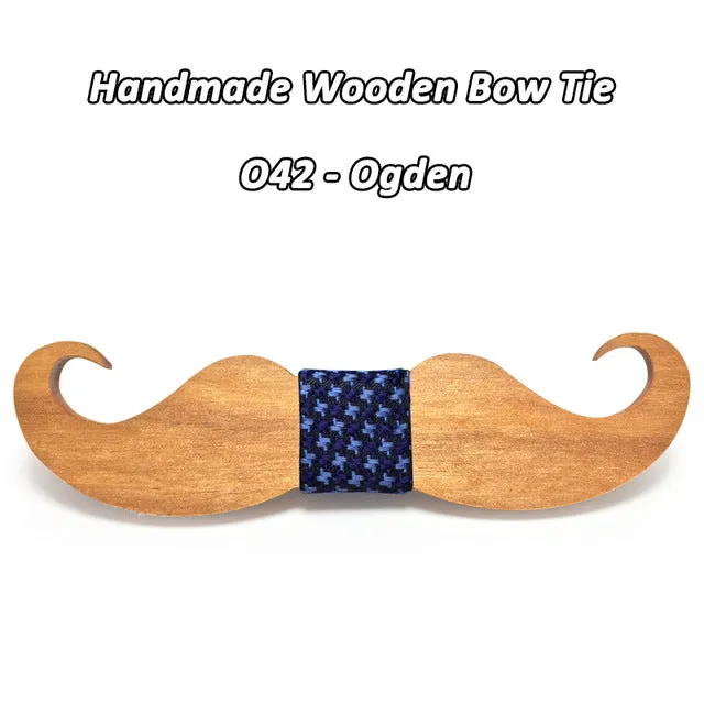 Mahoosive novelty neckties Handmade mustache Wooden bow tie men bowtie mens neck ties factory wholesale free shipping