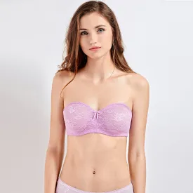 Max Support Strapless Lace Underwire Multiway See-through Lilac Bra