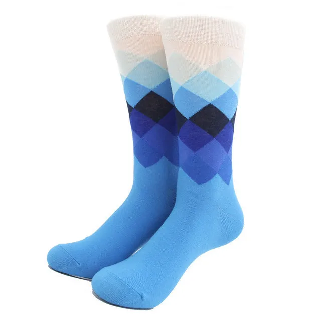 MYORED Male Tide Brand Happy Socks Gradient Color summer Style Cotton wedding sock Men's Knee High Business Socks man sox