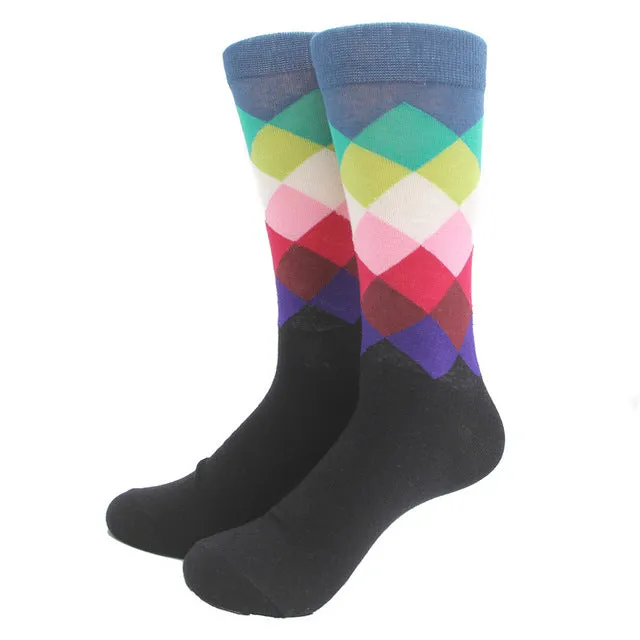 MYORED Male Tide Brand Happy Socks Gradient Color summer Style Cotton wedding sock Men's Knee High Business Socks man sox