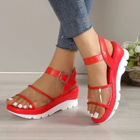 OCW Arch Support Sandals For Women Transparent Buckle Strap Chunky Platform Modern Summer