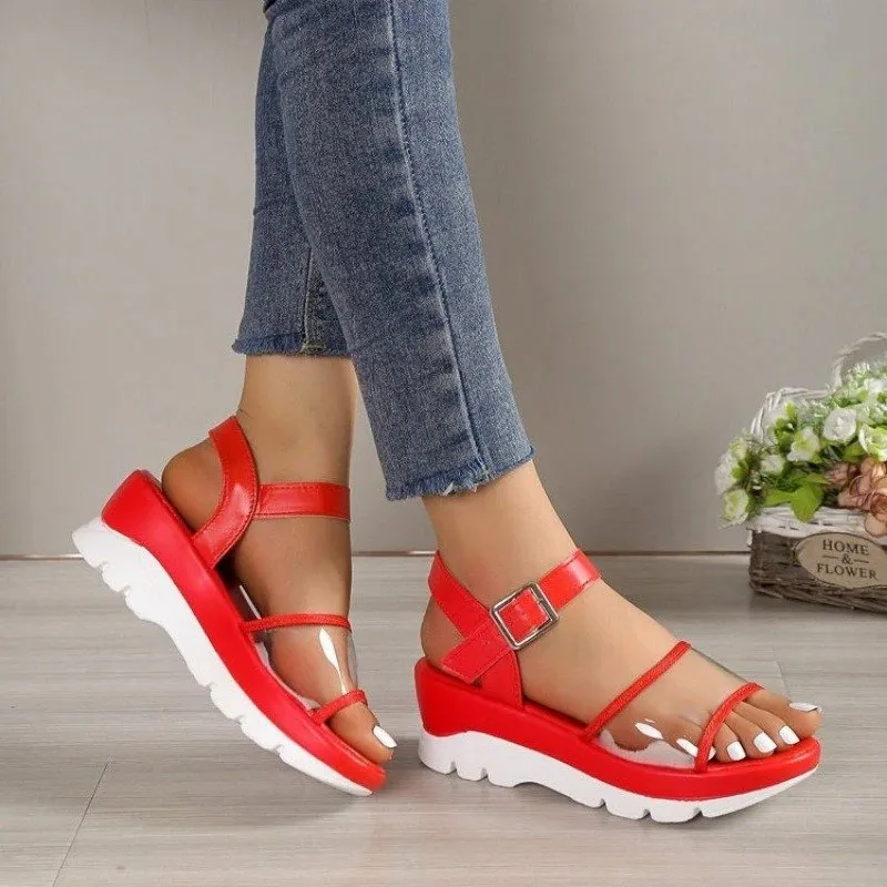 OCW Arch Support Sandals For Women Transparent Buckle Strap Chunky Platform Modern Summer