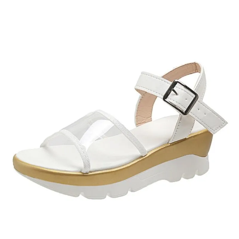 OCW Arch Support Sandals For Women Transparent Buckle Strap Chunky Platform Modern Summer