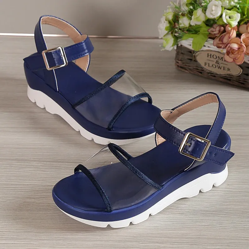 OCW Arch Support Sandals For Women Transparent Buckle Strap Chunky Platform Modern Summer