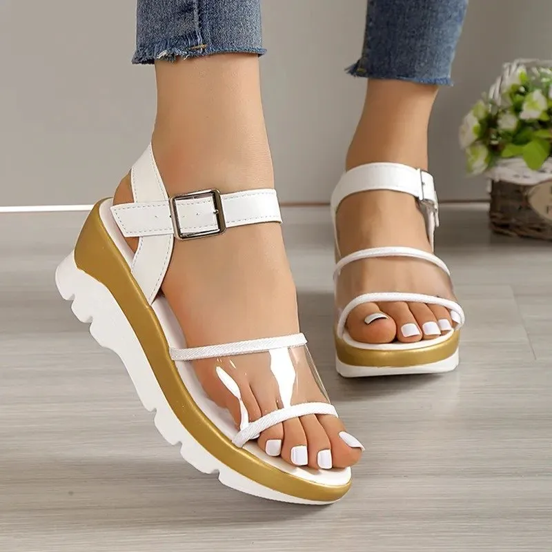 OCW Arch Support Sandals For Women Transparent Buckle Strap Chunky Platform Modern Summer