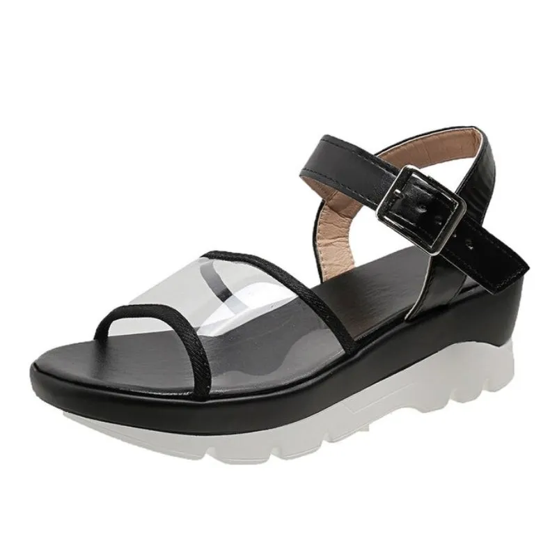 OCW Arch Support Sandals For Women Transparent Buckle Strap Chunky Platform Modern Summer